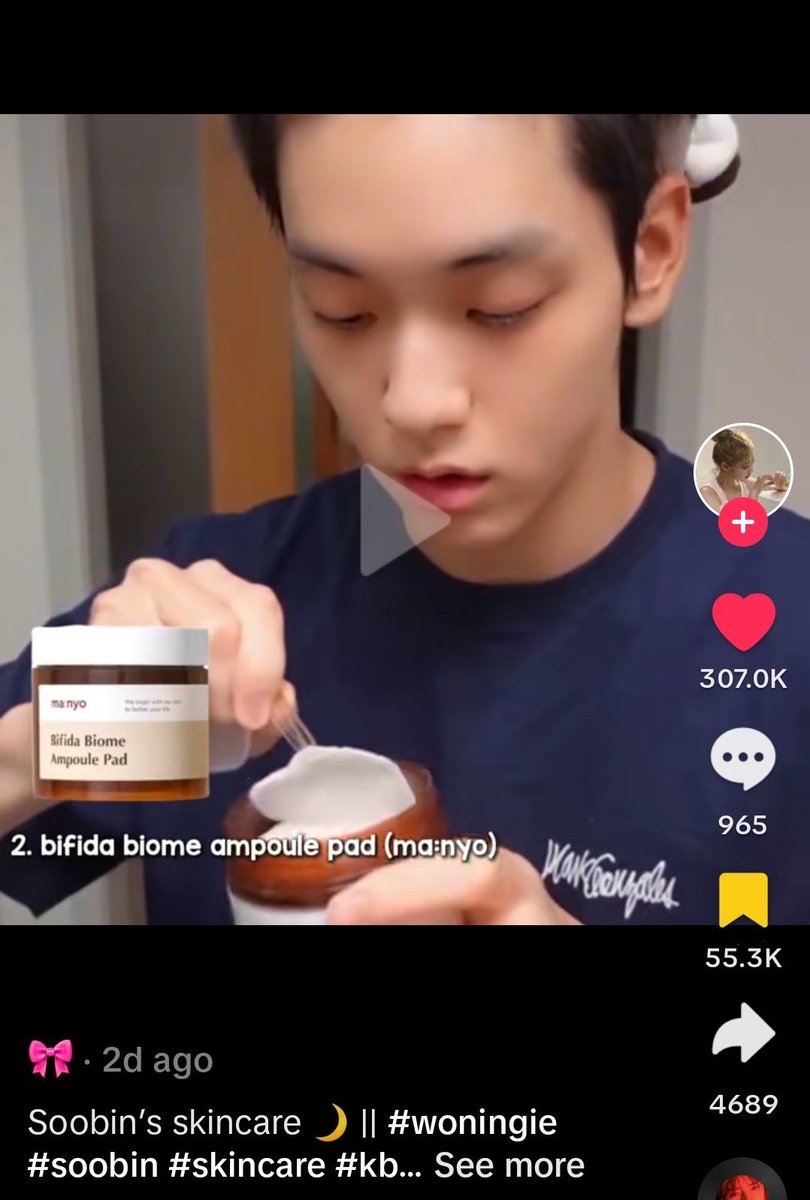 soobin doing a skincare routine with ma:nyo products goes viral on TikTok again! The video was uploaded 2 days ago and surpassed 1.3M views with more than 300K likes 🔥 🔗 tiktok.com/@woningie/vide… #SOOBIN #수빈 #スビン