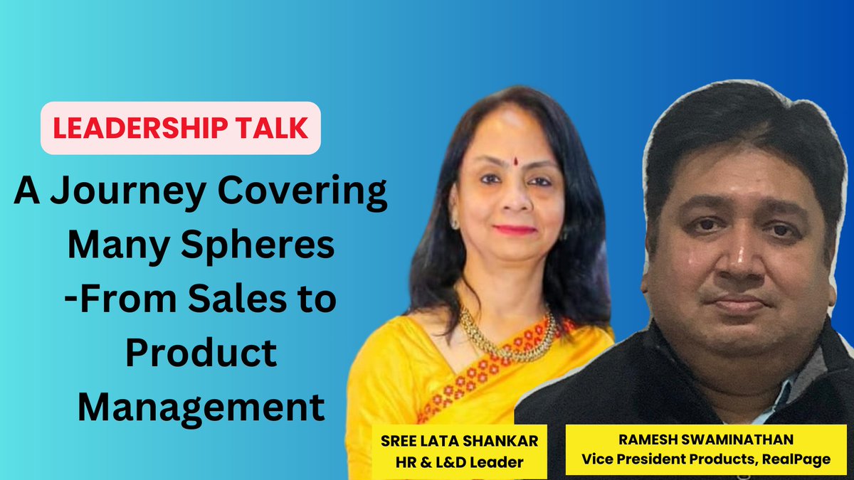A Journey Covering Many Spheres - From Sales to Product Management - Ramesh Swaminathan's Inspiring Journey in conversation with Sree Lata Shankar in our Leadership Talks Series Watch the video on our web TV: youtu.be/9_WBVJJAwR4 #SreeLataShankar @msramesh @majsunilshetty