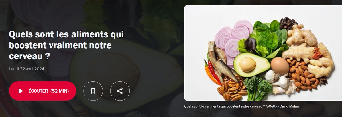 #INRAEdanslesmedias Découvrez quels sont les aliments qui peuvent booster votre cerveau 👇 ▪ Mémoire, intelligence, émotion : quels aliments privilégier ? ▪ Mieux se nourrir a-t-il un réel impact pour réduire son stress, améliorer son sommeil, ses performances cognitives ou…