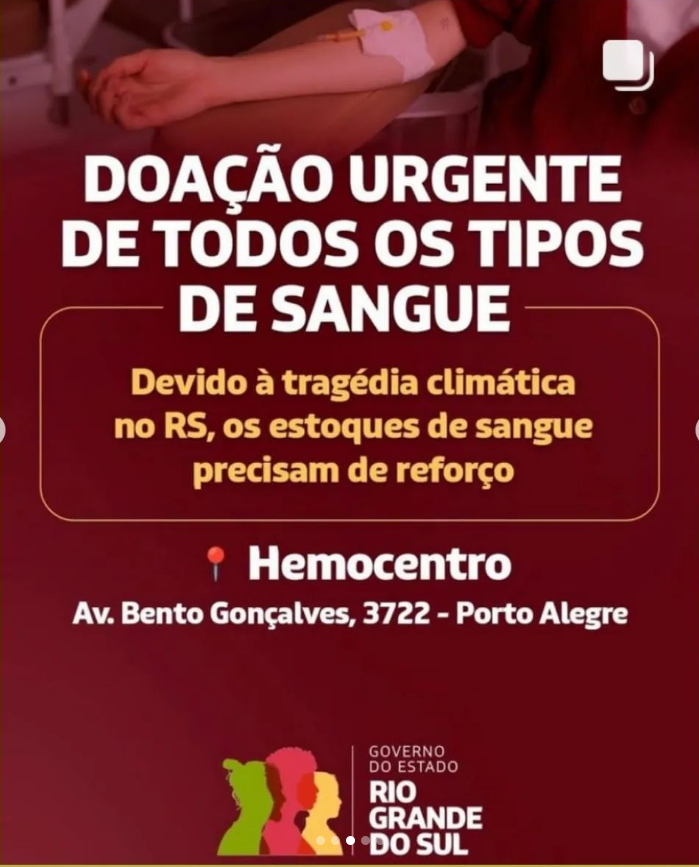 As pessoas no Rio Grande do Sul precisam de nossa ajuda. Sejamos solidarios!