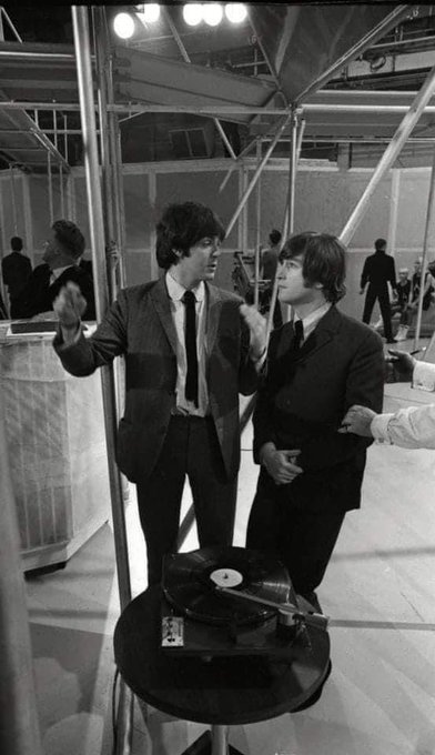 Paul and John on the set of ''The Music of Lennon and McCartney' 1965 The #Beatles