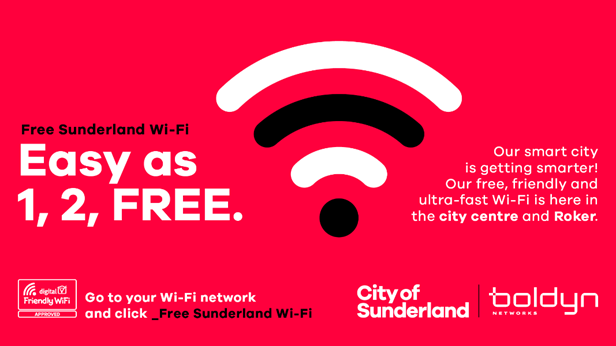 Free #Sunderland Wi-Fi. As easy as 1,2, FREE. 

If you are out and about in the city centre or Roker you can like, upload, download, watch and enjoy as much as you like... on us.
 
Find out more here: orlo.uk/5yePe

#CityofSmart @BoldynNetworks