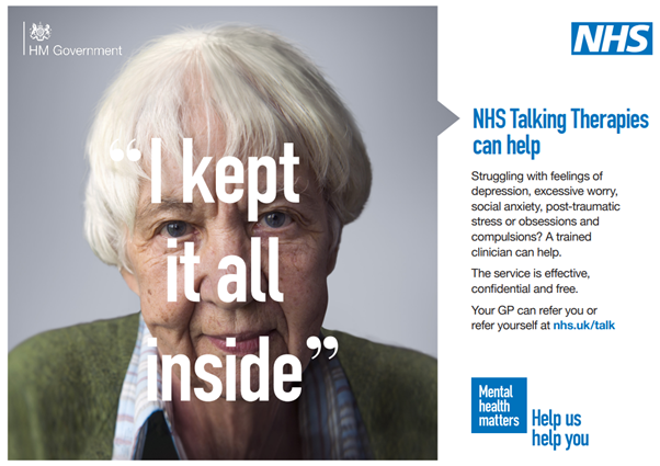 Your NHS is here for you. Access free mental health support through NHS Talking Therapies online, by phone, or in person. Ask your GP or sign up online if you're over 18 and registered. Help Us Help You - nhs.uk/talk