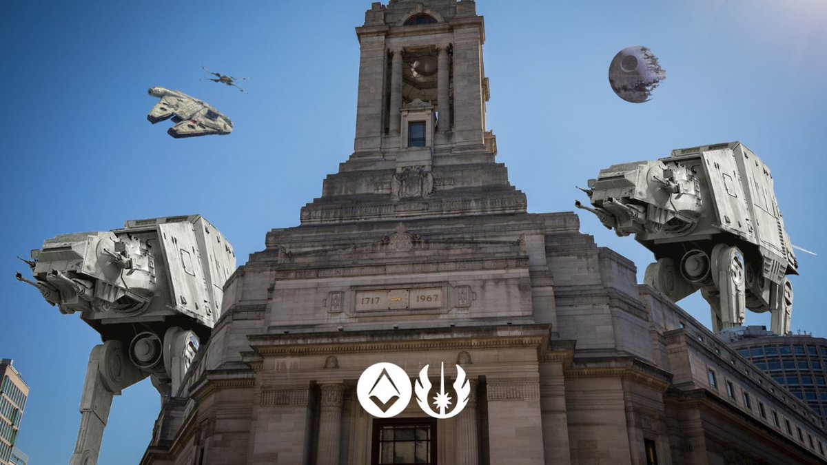 Strange sights today over @FreemasonsHall... is that a moon?🚀🌔 May the 4th be with you today and always!⚔️ #Freemasons #StarWarsDay #MayThe4th #ThatsNoMoon
