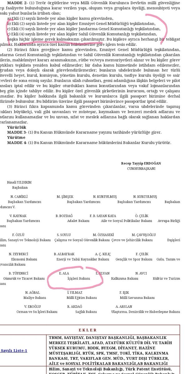 672 Sayılı KHK ile bir gecede 50Binden fazla insan sorgusuz sualsiz, savunmaları bile alınmadan  işinden ekmeğinden edildi. 
Aşağıdaki imzayı ben mi attım <a href="/efkanala/">Efkan Âlâ</a>