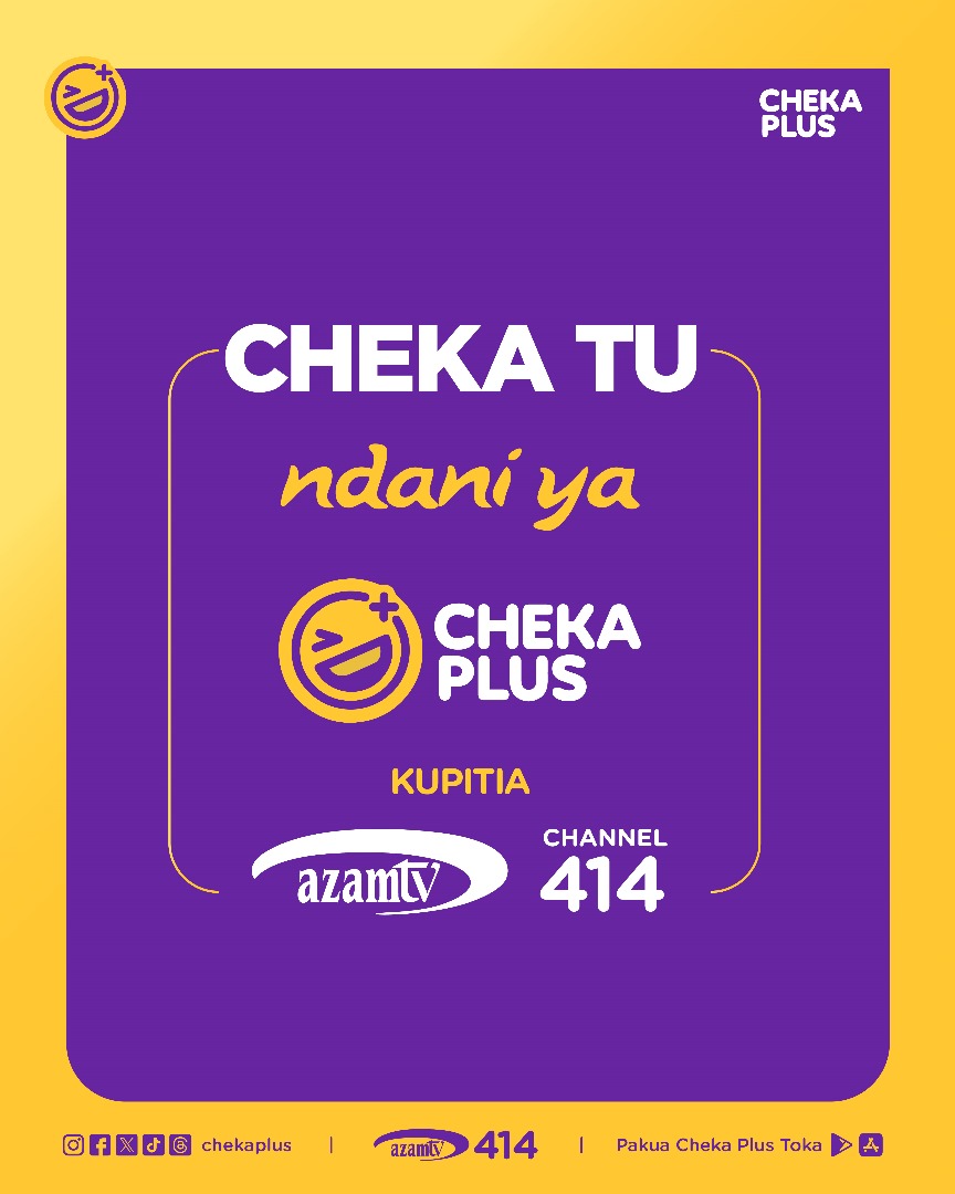 Show zote za CHEKA TU zitakuwa zikionekana kupitia #ChekaPlus channel namba 414 kwenye king'amuzi cha @azamtvtz #FurahaYako