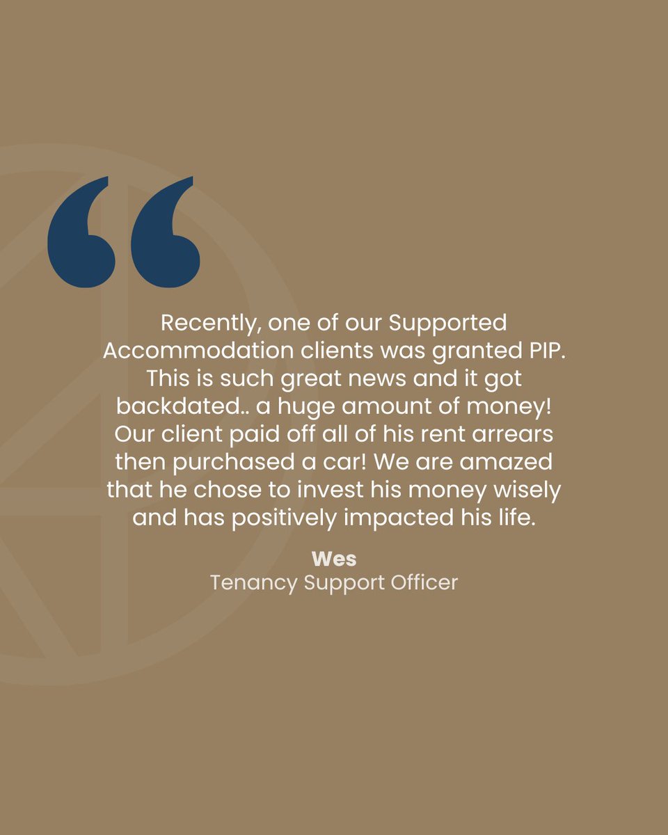 We love this story, because it shows amazing progression - that a person who once would have spent their money another way, chose to pay off their rent arrears and then make a really useful investment.

We love celebrating people and stories like this.

#Hope #GoodNewsStory