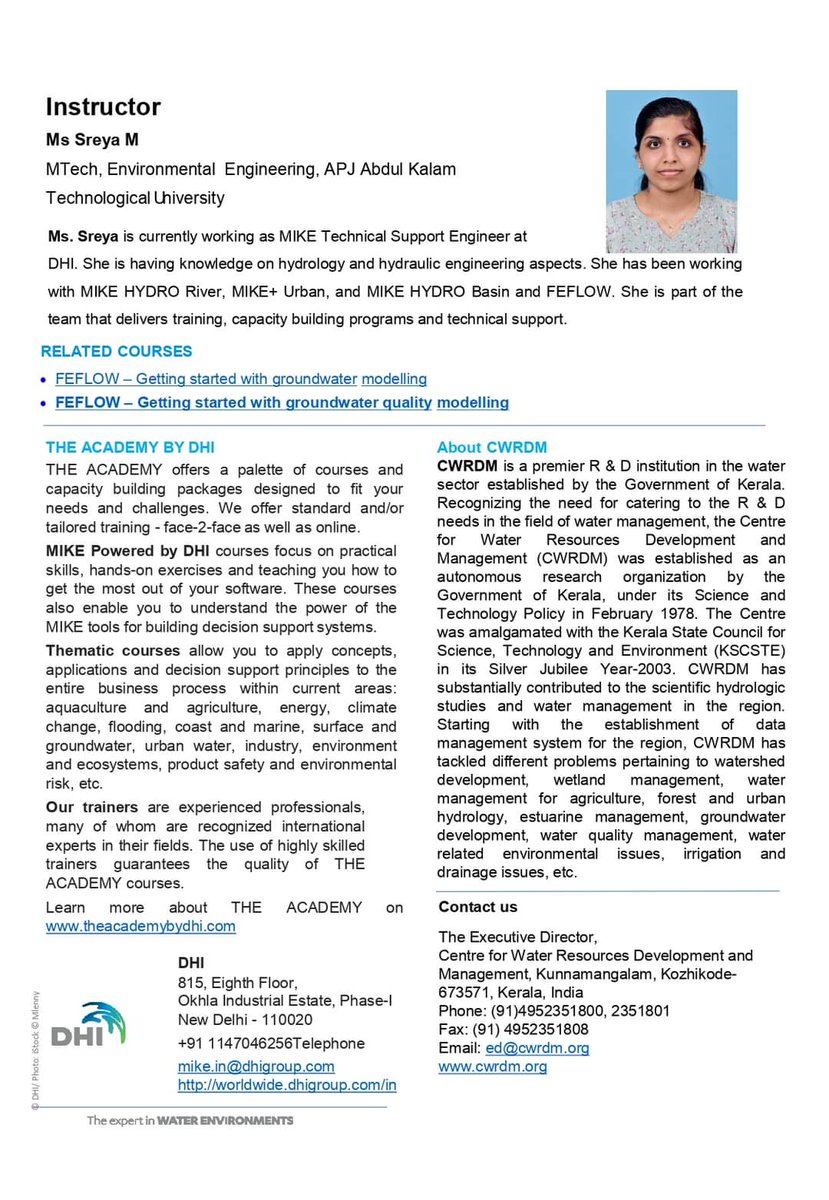 CWRDM1's tweet image. Nominations are invited for the Hands on Training program on Groundwater Flow Modelling.
Registration Link : forms.gle/jGEvsUYcZ391fS…
For more information, please visit cwrdm.kerala.gov.in

#groundwater  
#groundwaterflow
#GroundWaterModelling
#CWRDM
#training