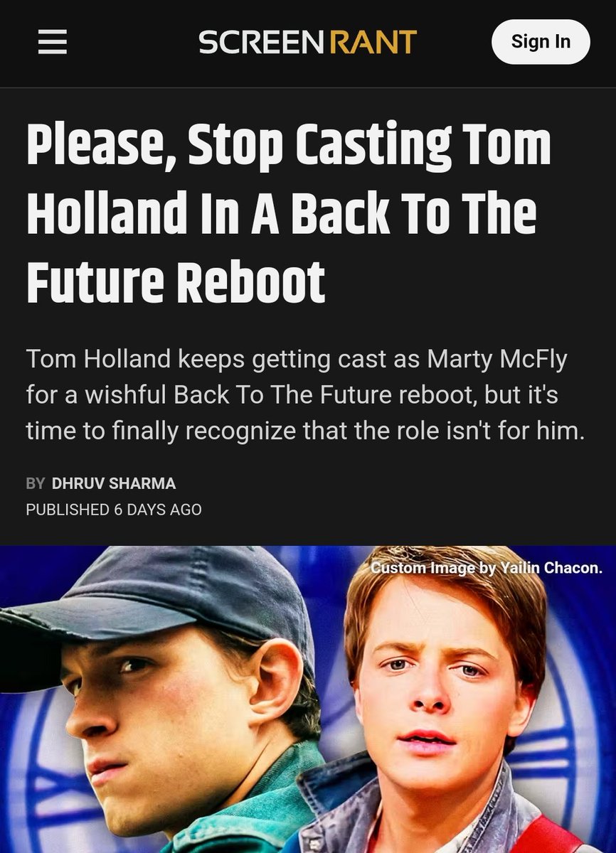 #TomHolland or any other actor simply shouldn't be considered for #MartyMcFly. Finding someone for Biff Tannen would be a difficult task. There's no one could ever come close to #MichaelJFox as Marty McFly. 
#Backtothefuture