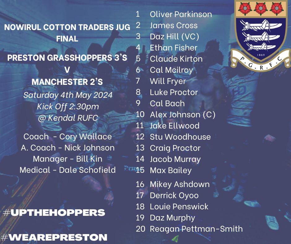 Here's your Hoppers 3rd XV heading to the Jug Final at Kendal this afternoon to take on Manchester. Come on boys! #UpTheHoppers #WeArePreston