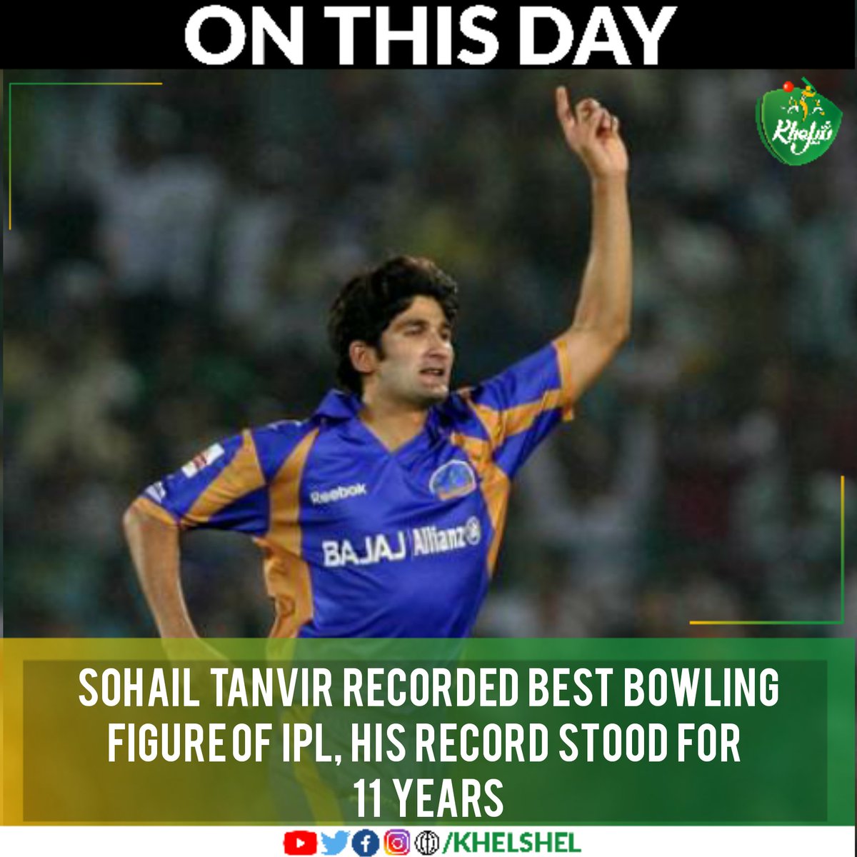 #OnThisDay in 2008, @sohailmalik614 became first bowler to record 6/14 in 4 in IPL against Chennai Super Kings at Jaipur, his record stood for 11 years. #Cricket | #Pakistan | #SohailTanvir | #IPL | #RajastanRoyals