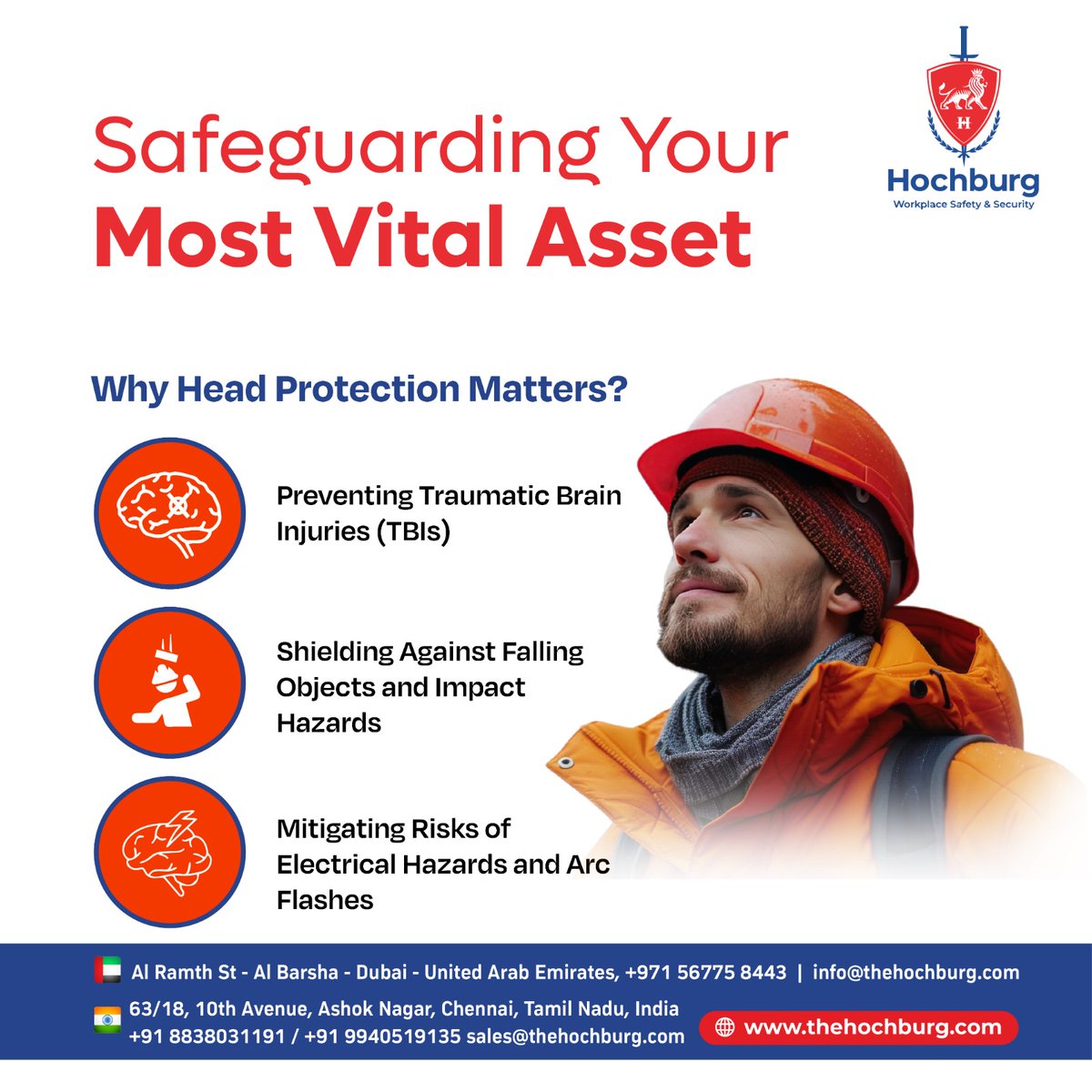 Keep your workforce safe with Hochburg's Workplace Safety & Security solutions. Shield against head injuries and electrical hazards.

🌐 Explore Our Comprehensive Safety Solutions at thehochburg.com

#WorkplaceSafety #SafetyFirst #HeadProtection #ElectricalHazards