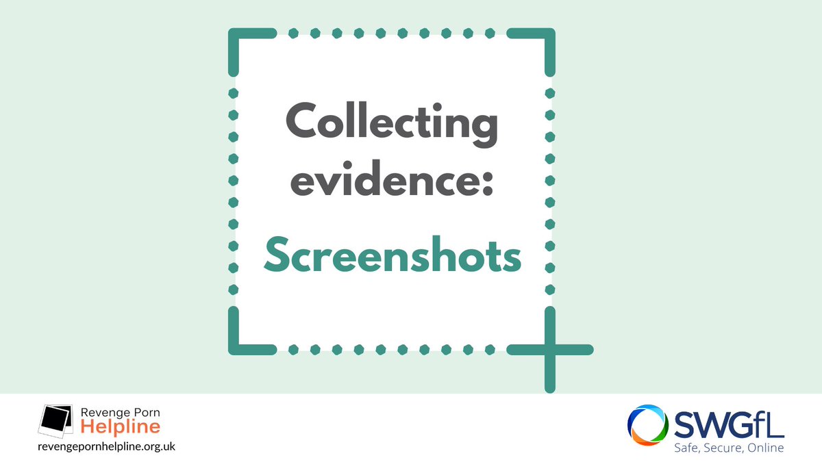 If your intimate images have been shared without your consent, you can take a #screenshot to help report what has happened to the police. We’ve created a simple guide to show you how on different devices, find out more. 👇 revengepornhelpline.org.uk/information-an…