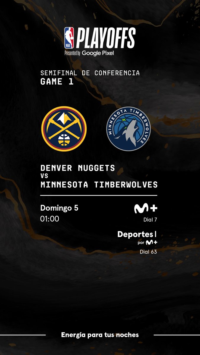 Empiezan las semifinales de conferencia... ⚔️ Denver Nuggets - Minessota Timberwolves 📺 Movistar Plus + (dial 7) | 01:00 👤 @ADaimiel y @JavierLZ #⃣ #TiempoDePlayoffs ✅ Por 14€/mes, seas del operador que seas... 🔗 movistarplus.es