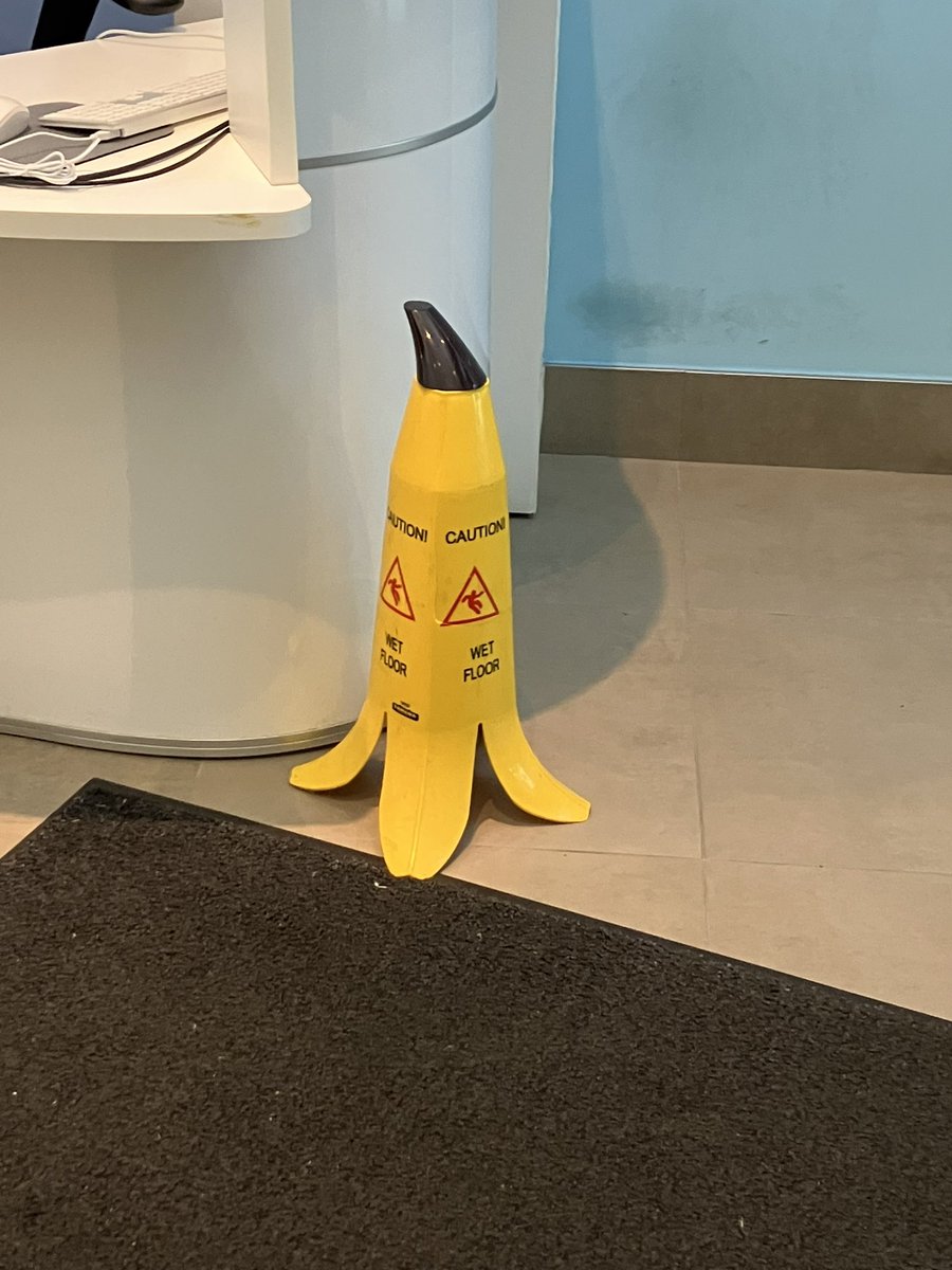 In my head it’s always “…so a PENGUIN and a BANANA had a baby and …it wants to keep people safe on shiny floors.” I mean, what other explanation is there?