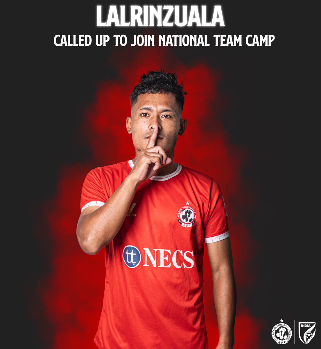 𝐀𝐍𝐍𝐎𝐔𝐍𝐂𝐄𝐌𝐄𝐍𝐓!! We are thrilled to announce that our star striker Lalrinzuala has been included in the 26-member National Team Probable list. We at The People’s Club have always known that Lalrinzuala is an exceptional player, and we wish him all the best! 💪