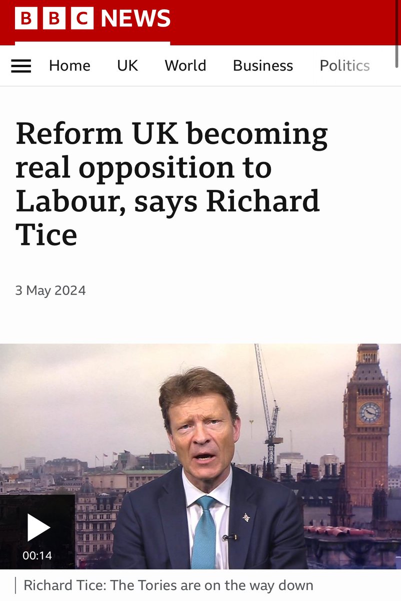 Reform have won TWO council seats, in one council. And Tice is on the TV being platformed saying they’re the real opposition to Labour. 2 councillors. What TOTAL bollocks. How many did Green win? The Libdems? Reform is not a story.