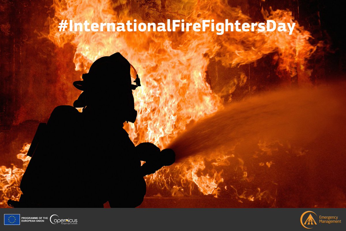 #InternationalFirefightersDay 🔥 

Today we celebrate the firefighting community and their dedication to their work👨‍🚒👩‍🚒 

Since 2012, the #CopernicusEmergency Management Service has been privileged to support early warning and emergency response efforts around the world 🌎