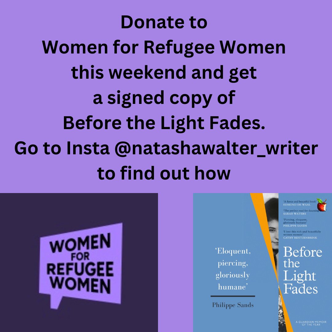 If you can donate to @4refugeewomen today, I’ll send you a signed copy of Before the Light Fades, the book that tells my own family’s refugee story. Anyone can be a refugee. Details over on Instagram, @natashawalter_writer