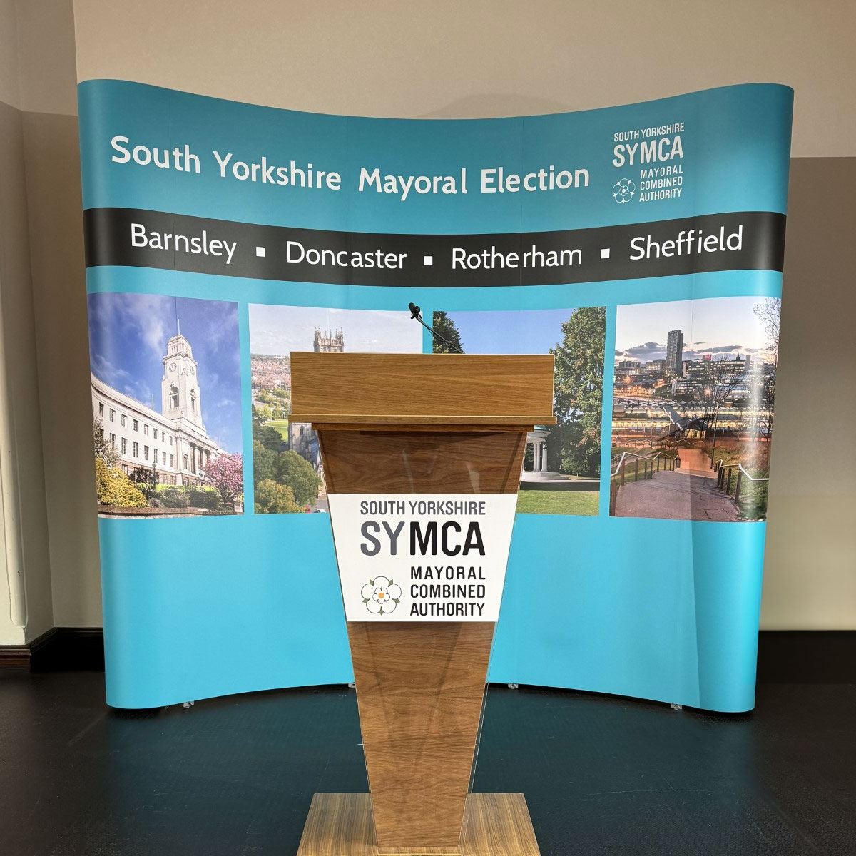 The stage is set. Please follow our live-stream at orlo.uk/448Nf today as the results of the Election for the Mayor of South Yorkshire are declared.