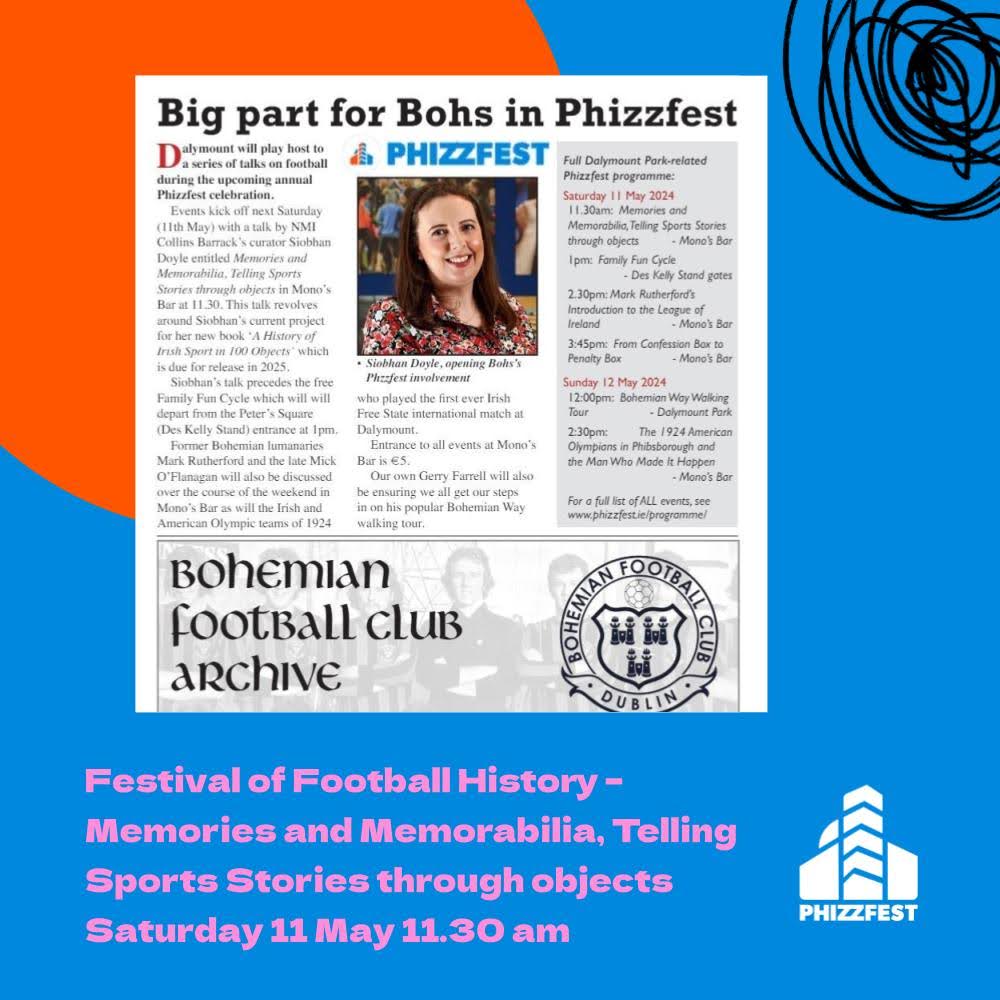 Check out the shoutout in <a href="/bfcdublin/">Bohemian Football Club</a> match programme lastnight about our upcoming event at Phizzfest 2024. Festival of Football history, Saturday May 11th at 11.30am!
