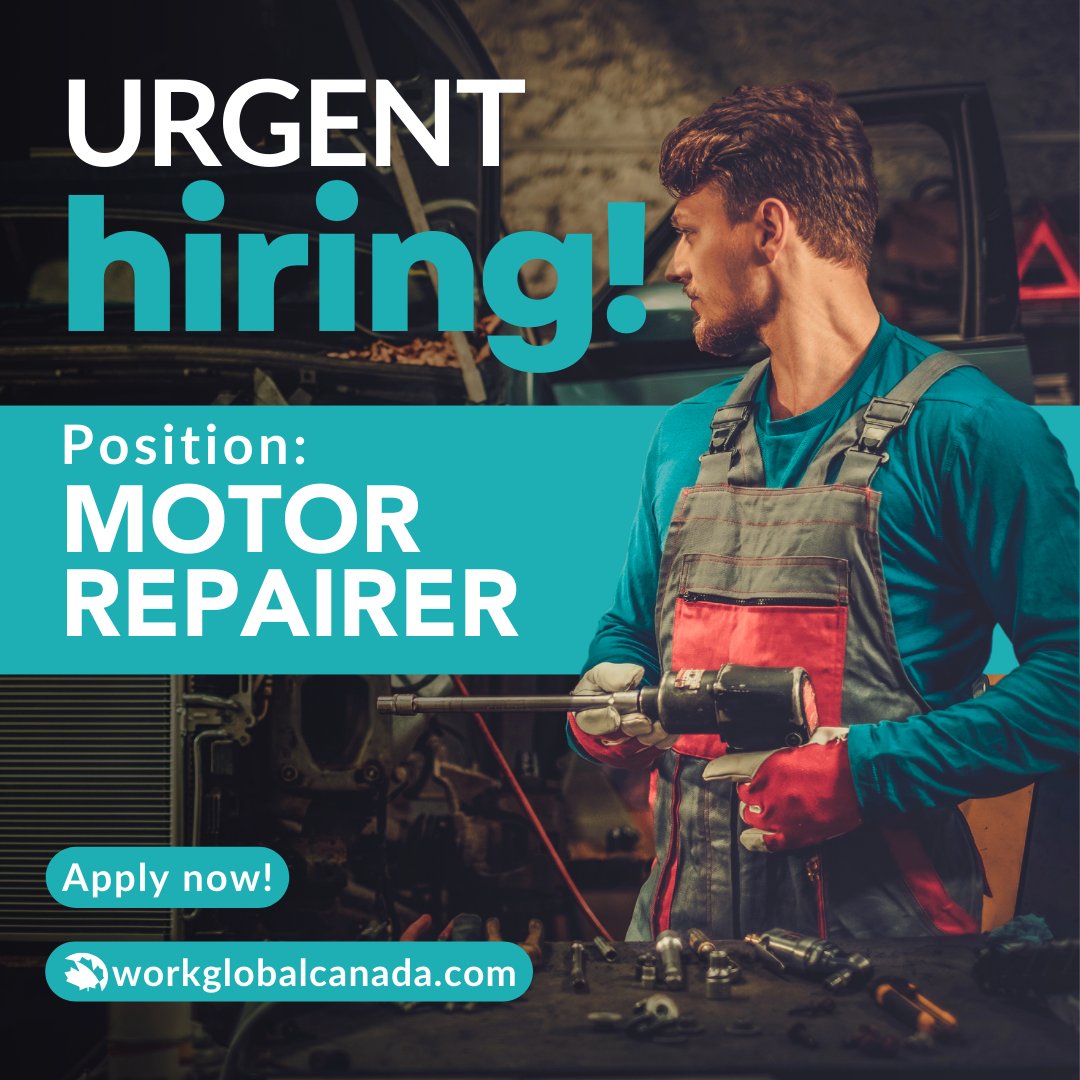 Turn the Key to Your Future! Motor Repairer 
Click Here to apply: ow.ly/raxY50Rk2Ne
#AutoMechanic #SkilledTrade #MechanicJobs #NowHiring #NewfoundlandJobs #CareerOpportunity #FullTimeJob #AutomotiveExcellence #PrecisionCrafted #ReliableWork