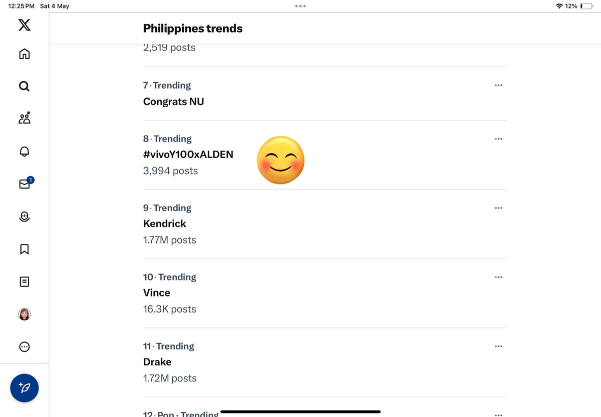 Trending at number 8

#vivoY100xAlden
#vivoMeetandGreetwithAlden