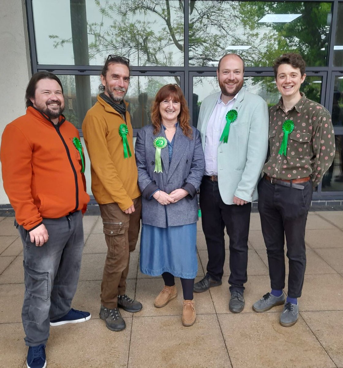 🌱 Newly elected and re-elected Green Norwich city councillors: 

Charlie Caine, Mile Cross
Gary Champion, Sewell
Lucy Galvin, Nelson
Martin Schmierer, Mancroft
Toby Bolton, Wensum
Ash Haynes, Thorpe Hamlet (not pictured). 

💚 Charlie and Toby are elected for the first time.
