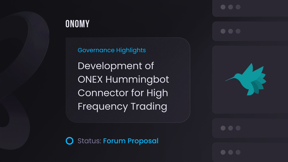 The best-in-class market making bot for high frequency trading is coming to ONEX, pending governance discussion & DAO approval. Read the @PecuniaFinance proposal to learn more about @_hummingbot and drop your thoughts on the Onomy Forum 👇🏻