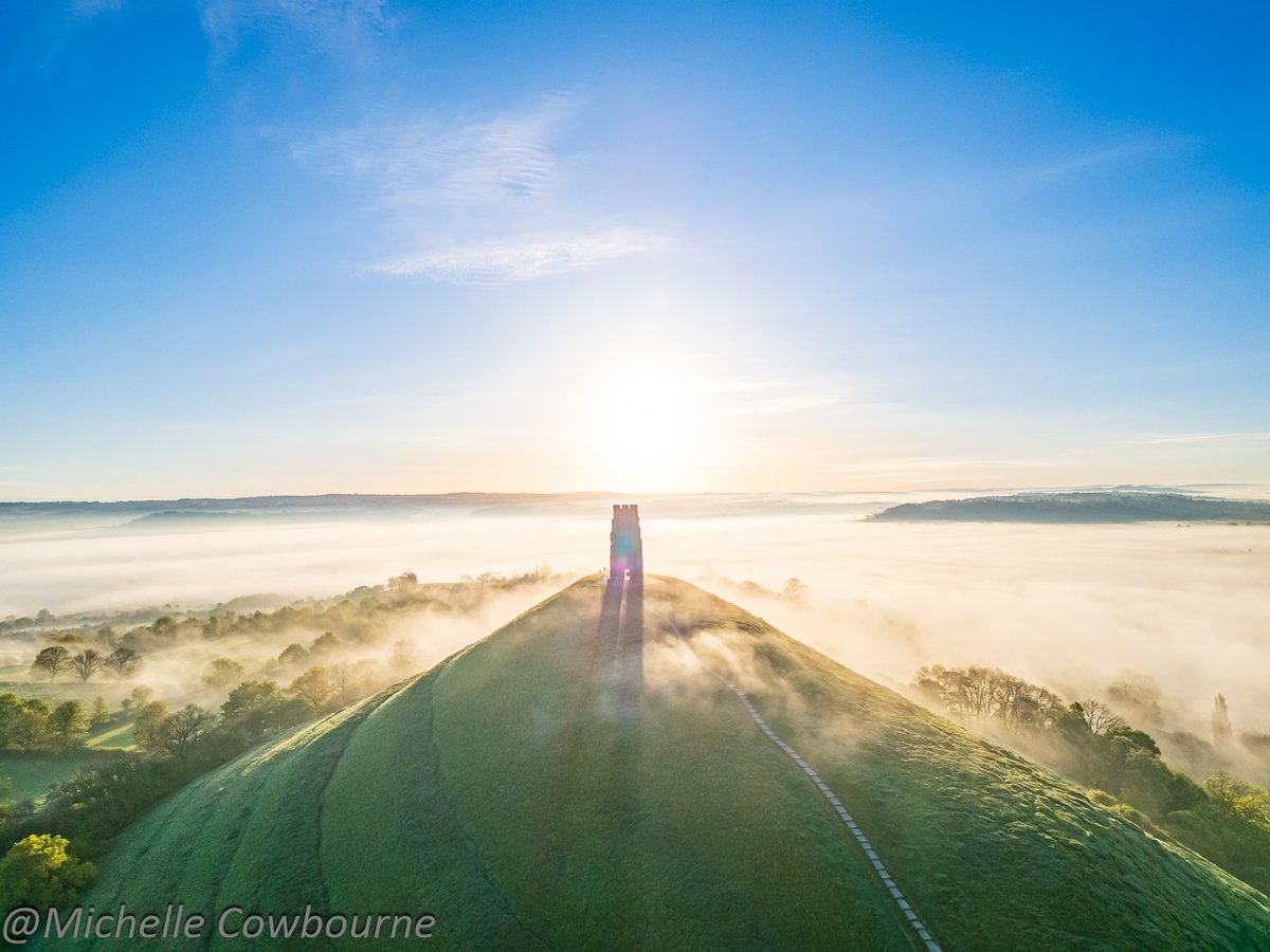 Another one from this morning on Glastonbury Tor. This one is from above, looking down at the beautiful misty scene below.