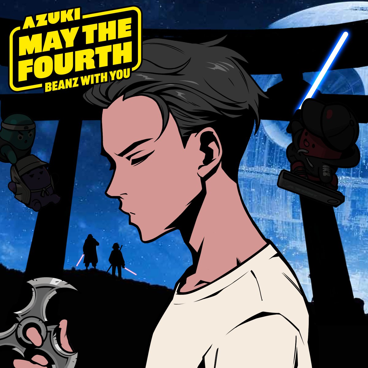 May the 4th Beanz with you! ⛩️ Thanks, @waleswoosh, for letting me borrow your @Azuki for this preview! Leave your token ID (@Azuki/@BEANZOfficial) in the comments and I'll do my best to get it done! 👇