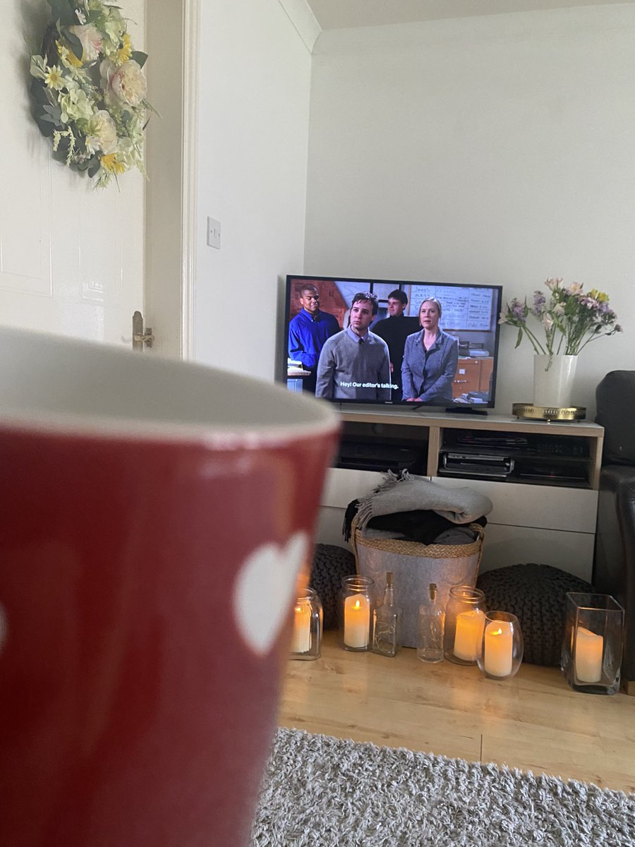 Raining and grey outside so coffee, Gilmore Girls, blankets and fake warmth with daughter ❤️ Happy Saturday!