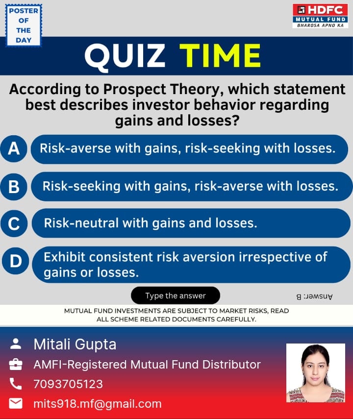 Quiz time-HDFC Mutual Fund
#InvestEarly #FinancialFuture #SmartInvesting #PlanAhead #WealthBuilding #FinancialSecurity
#investmenttips #mutualfunds #MutualFundsSahiHai #kcug
Kindly contact us to know more
KCUG Wealth Planners 8882320739 , 9412629278, 7093705123
Do Follow us on: