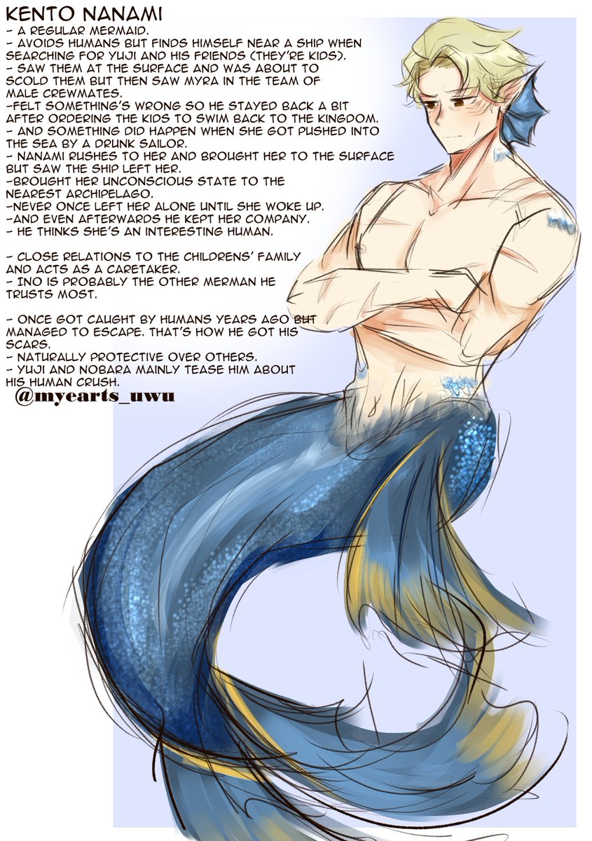 Here have a quick merman!Nanami sketch for mermay! Expect some more artwork of him from me this month.
#nanamikento