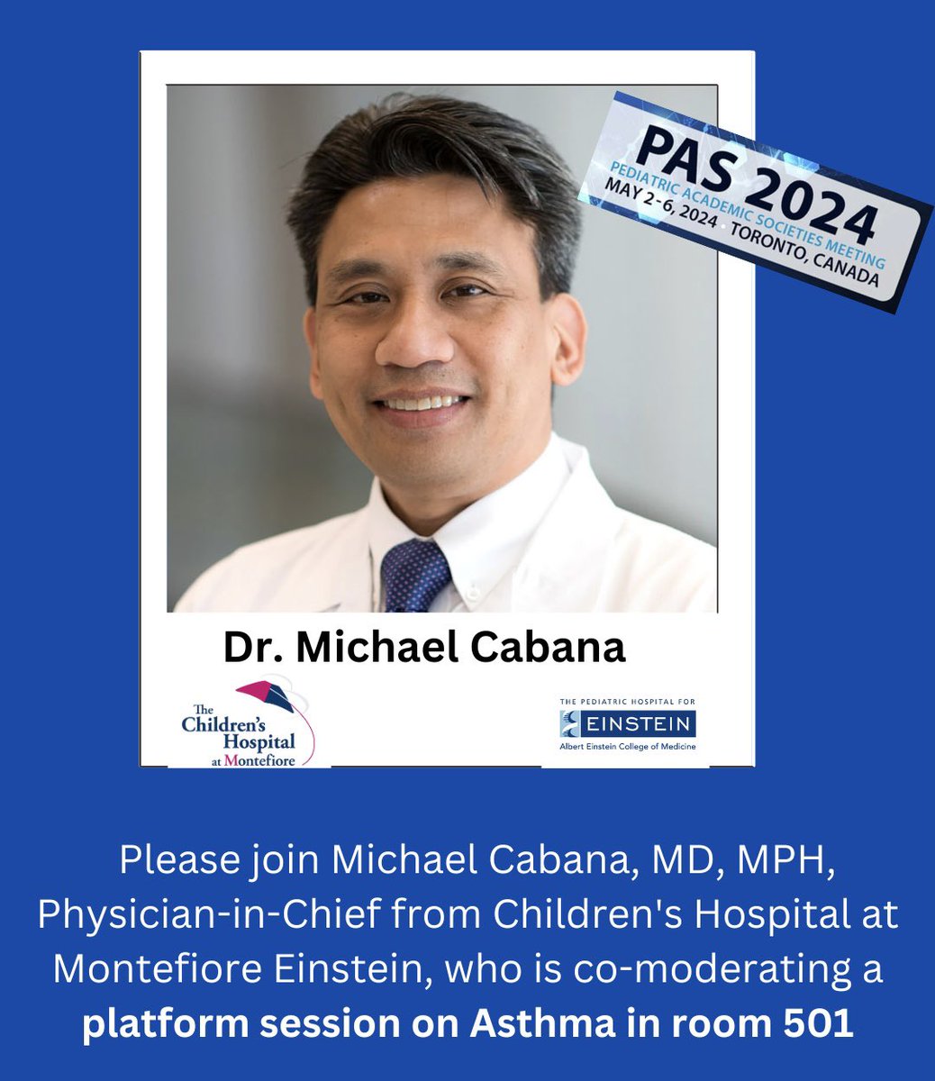 Come learn about innovations in #Asthma care at a platform talk this morning co-moderated by @cabanam, Physician-in-Chief at #CHAM ! #pas2024 @PASMeeting @MontefioreNYC @EinsteinMed