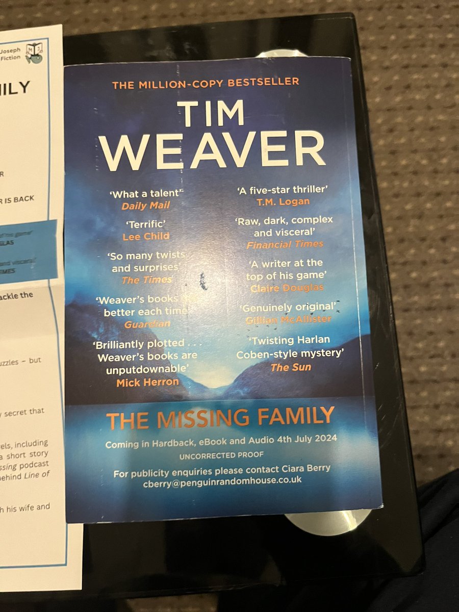 Bingo thank you so much @ciara_berry from @MichaelJBooks for kindly sending me gifted arc copy of @TimWeaverBooks latest _#DavidRacker mystery suspense thriller #TheMissingFamily I’m so much looking forward to reading this one thank you so so much appreciated. 🙏🏽❤️