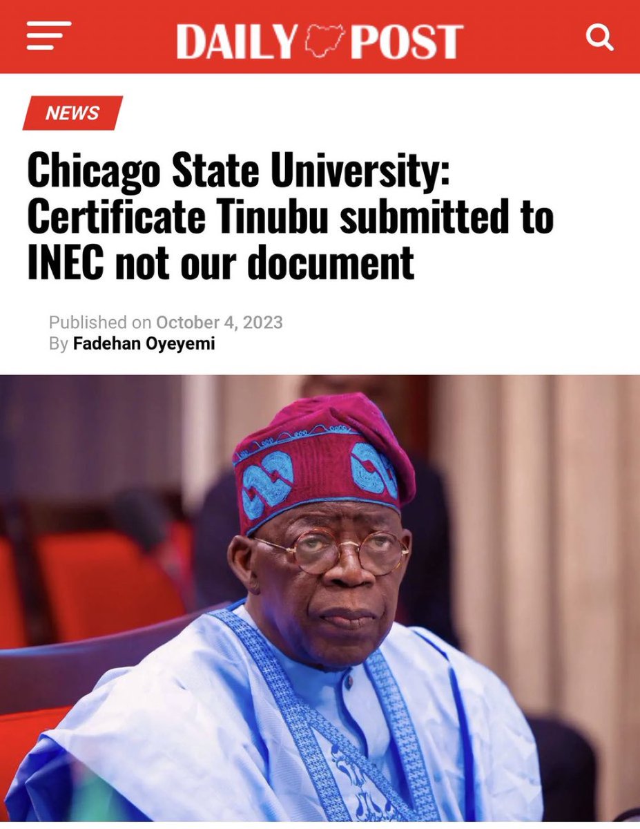 FG not Tinubu to flush out workers with fake certificates in public, private organisations. If they are serious, let them start from here! 👇🏾