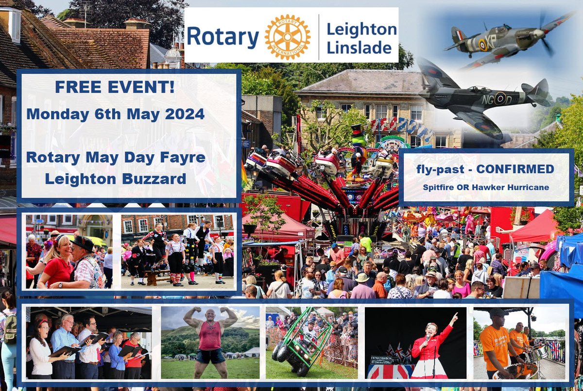 🎠🎡2 DAYS TO GO🎡🎠 The Leighton-Linslade Rotary Club are putting on a spectacular May Day Fayre with lots of fun activities for a fun filled day. MONDAY ON THE HIGH STREET AND PARSONS CLOSE RECREATION GROUND 10AM-4PM