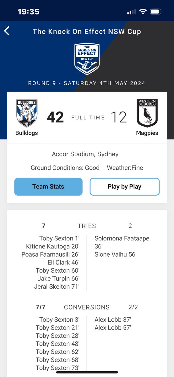 Nice weekend for ⁦@NRL_Bulldogs⁩ pathways grades … Jersey Flegg and NSW Cup both having strong wins … Well to all involved …
