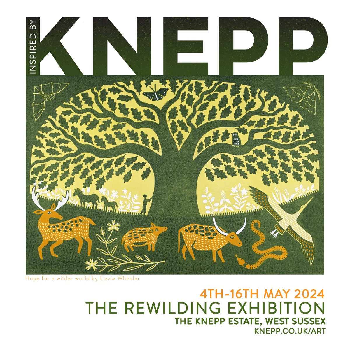 The 'Inspired by Knepp: The Rewilding Exhibition' starts today at the new Gathering building, next to the Wilding Kitchen & Shop! Entry is free. From today until Thursday 16 May, 10am–5pm. #inspiredbyknepp knepp.co.uk/visit-knepp/art