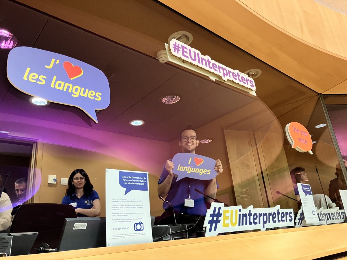Keep the momentum going in the #UnitedinDiversity village! 

Witness the expertise of our #EUInterpreters. They're showing us how #multilingualism truly works. 

Let's celebrate our diverse skills together at the #EUOpenDay
Try our photo booth and tag us in your pictures! 📸
