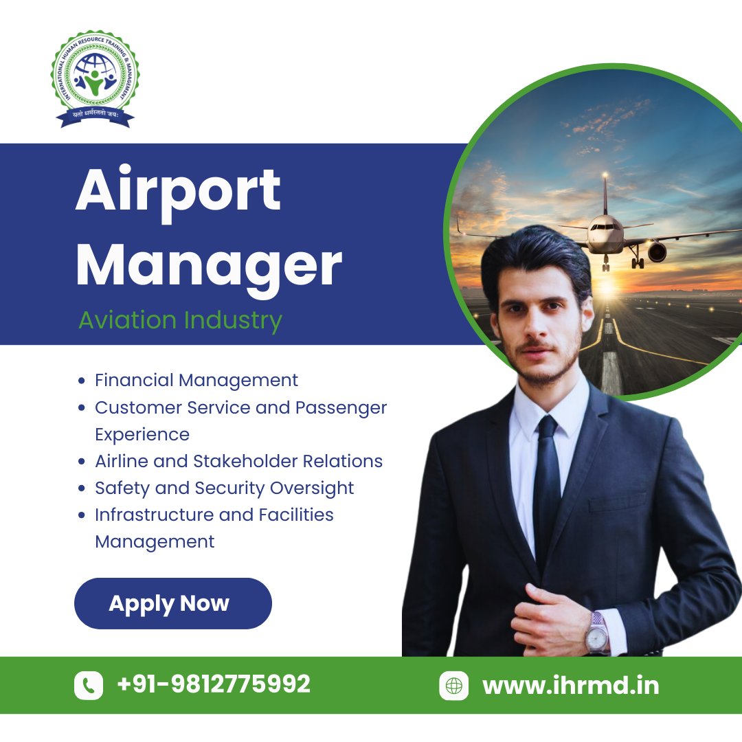 Interested in a career in the aviation industry? Become an Airport Manager and take charge of a dynamic role overseeing financial management, customer service, airline relations, safety, and infrastructure. Apply Now!

#aviationjobs #airportmanager #airportmanagement #ihrmdjaipur