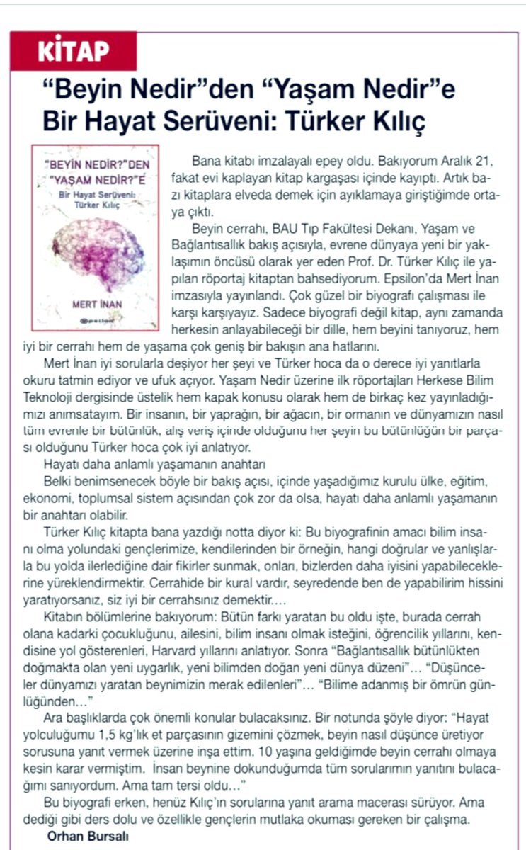 Her cts sabahı olduğu gibi hastaneye giderken sabah 7 vapurunda okumak için Herkese Bilim Teknoloji Dergisi aldım.

Yine, dergimiz merak uyandıran yazılarla dolu dolu diye düşünürken ve hazırlayanların fedakarlıklarına minnet hissederken; Sevgili Orhan Bursalı’nın, Değerli Mert…