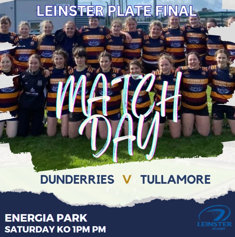 #bringithome girls! Wishing our U18G, the #Dunderries the very best of luck this afternoon in their #leinsterplate final vs @TullamoreRFC KO 1pm in Energia Park. #positiveenergy @LeinsterBranch @NELBIRFU @youthsrugby #skerriesrfc #goatnation