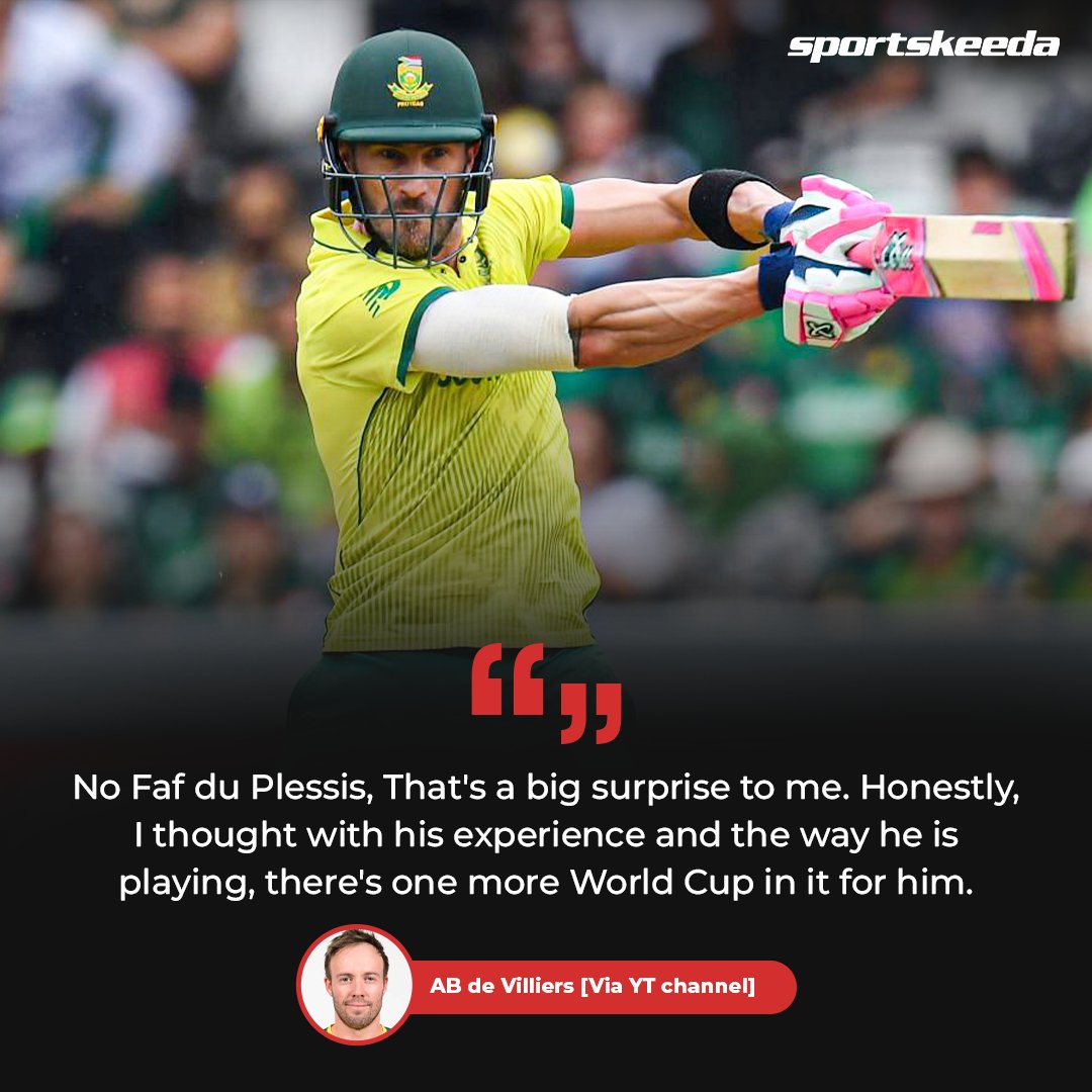 AB de Villiers was surprised by Faf du Plessis' exclusion from the South African squad for the T20 World Cup 2024 🏏🇿🇦

#ABdeVilliers #FafduPlessis #SouthAfrica #CricketTwitter