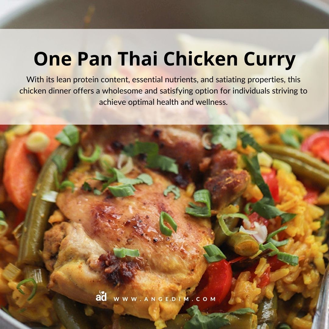 One Pan Thai Chicken Curry With its lean protein content, essential nutrients, and satiating properties, this chicken dinner offers a wholesome and satisfying option for individuals striving to achieve optimal health and wellness. l8r.it/Wtux #advertising #salad