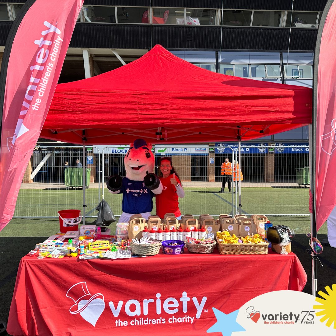 🎉 Join us as we celebrate our 75th anniversary alongside @IpswichTown Football Club for their final home game of the season! 🎈 We're thrilled to be part of the festivities! ⚽ Swing by our gazebo to learn how Variety is making a real impact in our community!
