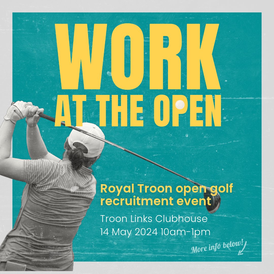 Interested in a unique and exciting opportunity to work at Royal Troon Open Golf Tournament? Go along to the recruitment event: 📍Troon Links Clubhouse 📍Tuesday 14th May 📍10am-1pm This is your chance to speak to employers and find out more about positions avaliable.