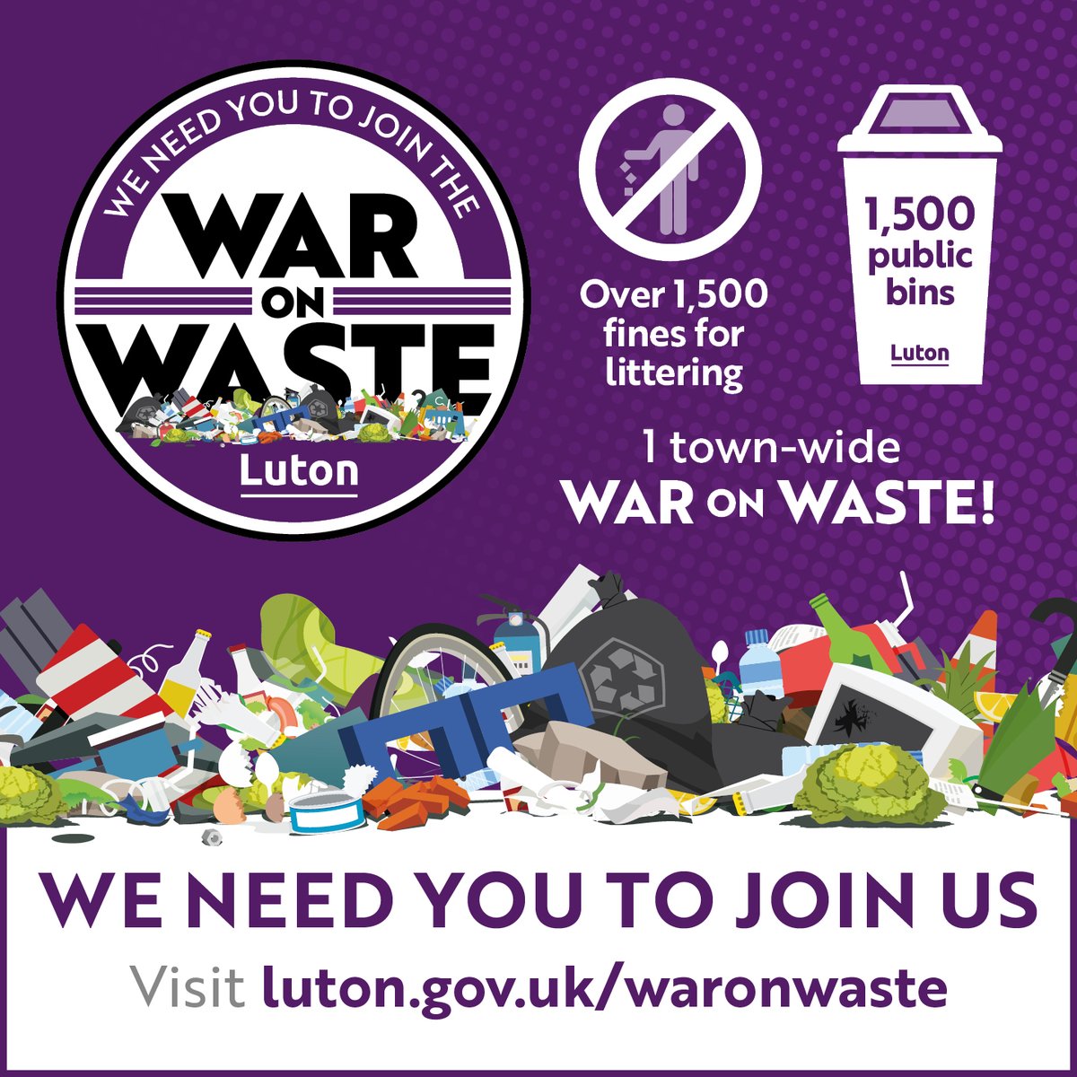 Thank you to those who have signed up to the war on waste so far 🙌 We’re continuing to tackle fly-tipping in Luton following 15 successful prosecutions in the last 5 months, leading to total fines of £8,988. Pledge your support 👉 luton.gov.uk/waronwaste