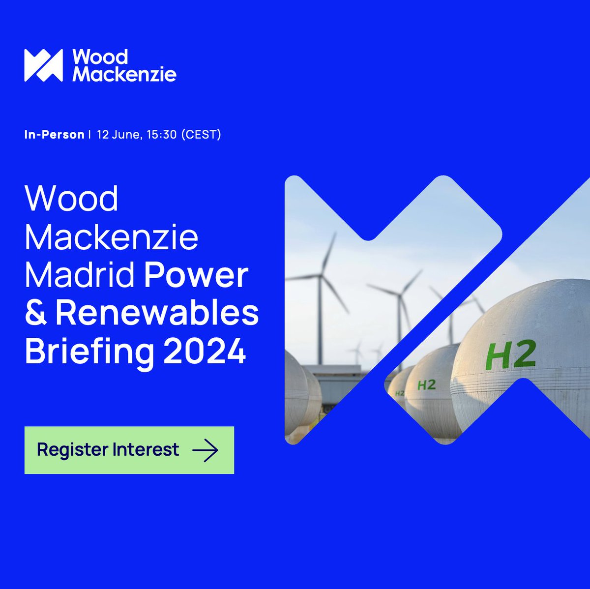 Join industry leading figures at Wood Mackenzie’s upcoming Madrid Power & Renewables Briefing and drinks reception taking place on Wednesday 12 June. Register your interest and find out more here: okt.to/iavyw6 #energystorage #hydrogen